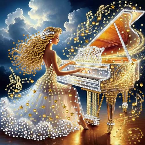 Dancer Piano Diamond Art Kits for Adults Beginners,Gem Art Craft Kits | 5D Special Shape Diamond Painting Kits for Adults Beginners,DIY Diamond Dots With Arts Craft for Home Wall Decor 12 X 12Inch - color: DZ918