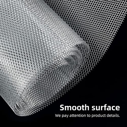 AggAuto Universal 170"x40" Car Grill Mesh 6x12mm Rhombic Hole Silver | Aluminum Alloy Automotive Grille Insert Bumper, One of the Most Multifunctional Shape Grids - size: 6x12mm Rhombus - Silver - 170x40in 1 roll
