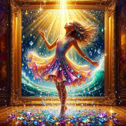 ALEXMACLIST Dazzling Gem Dancer 14x14 Full Drill Diamond Painting Kit - color: Glowing Dancer