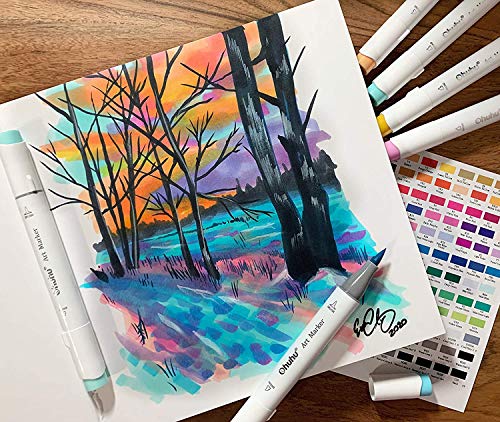 Ohuhu 8.3"x8.3" Marker Paper Pad Art Sketchbook for Drawing and Sketching | Square Sketch Book - 120 LB/200 GSM Smooth Drawing Paper - 78 Sheets/156 Pages - PU Hardcover Sketch Pad for Alcohol Markers - size: 8.3" x 8.3 "