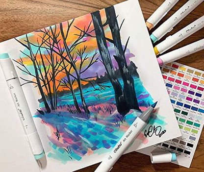Ohuhu 8.3"x8.3" Marker Paper Pad Art Sketchbook for Drawing and Sketching | Square Sketch Book - 120 LB/200 GSM Smooth Drawing Paper - 78 Sheets/156 Pages - PU Hardcover Sketch Pad for Alcohol Markers - size: 8.3" x 8.3 "