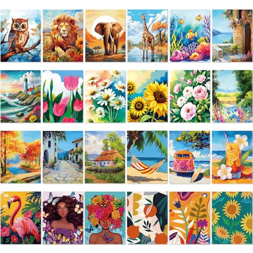 Sherr 24 Pcs Pre Drawn Canvas for Adult, Mixture, 8 x 10 Inch - size: 8 x 10 Inch, style: Mixture