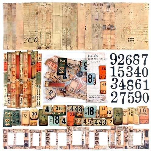 Vintage Scrapbook Kit, 90 Sheets Retro Tag Labels Collection, Scrapbooking Stickers and Decorative Papers Collage Materials, Ephemera for Junk Journal Supplies, Journaling, Crafts Arts, Scrap Booking - color: Tag Diary Collection