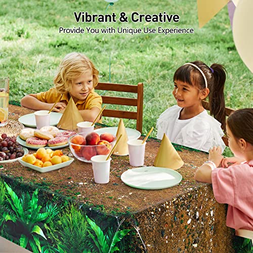 durony 2 Pieces Forest Path Tablecloth Safari Jungle Table Cover Waterproof Plastic Party Table Cover for Safari Jungle Birthday Baby Shower Party Supplies Table Decor, 108 x 54 Inch - style: Forest Path