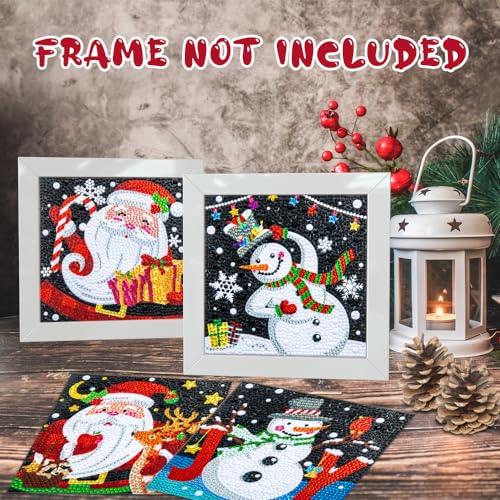 Labeol Diamond Art Kits for Kids Crafts for Girls Ages 6-8-10-12 Easy to DIY Creative Diamond Art Sticker Craft by Numbers Kits for Kids and Adult Beginners (4 Pack Christmas) - style: 4 pack Christmas