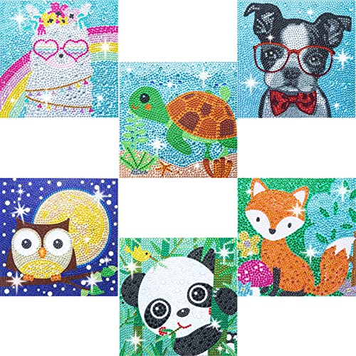 CHWGLFGG 6 Pack Cute Animals Diamond Art Kits for Adults Beginners 6x6inch - color: 6 PACK-A