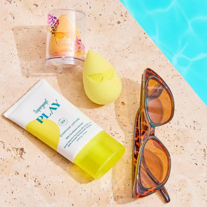 Beautyblender Sunshade Makeup Sponge, Streak-Free Finish, Vegan | Super-soft blending foam for sunscreen & sunless tanning lotion, reusable & washable, vegan & cruelty-free, made in USA - color: Sunshade