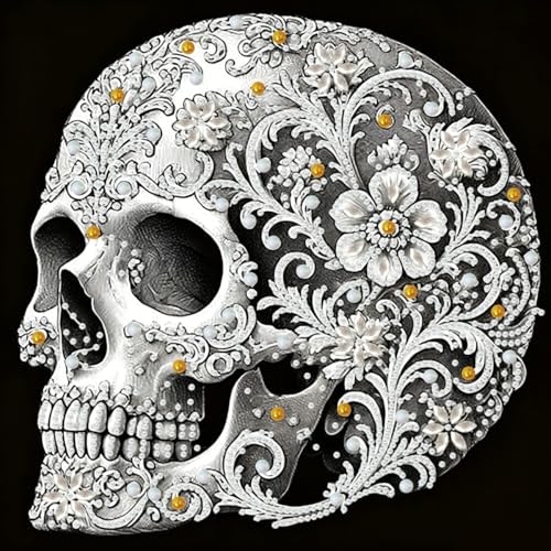 BYGFHLYW Diamond Painting Kits for Adults, Gothic Skull Diamond Art Kit | 5D Full Round Drill Special Shape Diamond Dots Kits Gem Arts DIY Crafts for Halloween Home Wall Decor, 11.8x11.8Inch - color: EXZ200-1