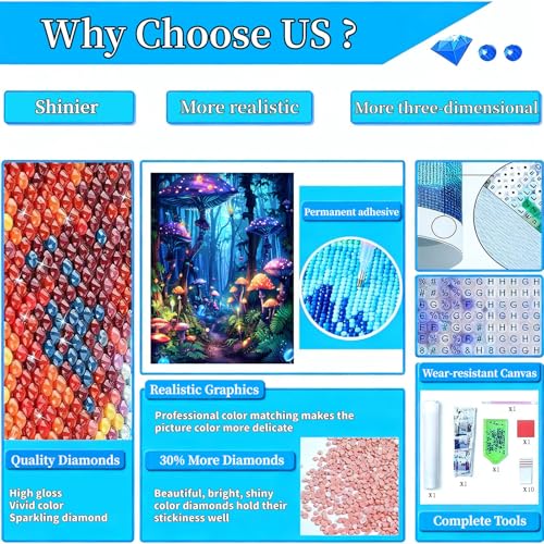 Arttoplus Enchanted Mushroom Diamond Art Kits for Adults Beginner 12x16in - color: G9316-US