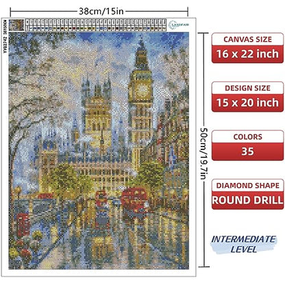 LANDFAIR Diamond Painting Kits - 15x20 inch Round Full Drill Big Ben London Diamond Art Kits for Adults - color: Big Ben