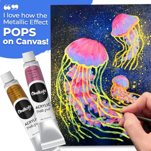 Chalkola 95 Pcs Acrylic Painting Kit for Adults Art - 64 Acrylic Paint Set | Wood Tabletop Easel, Canvas, Art Brushes, Palette, Knife - Professional Canvas Painting Supplies for Artists & Beginners - size: 95 Full Acrylic Set