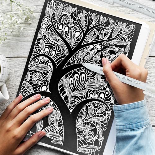 MARTCOLOR White Gel Pens, 3 Pack 1.0mm Extra Fine Point White Gel ink Pens | Opaque Archival Ink Pen for Black Paper Drawing, Art Highlight, Illustration, Bullet Journaling, Card Making & DIY Projects - style: White - 1.0mm