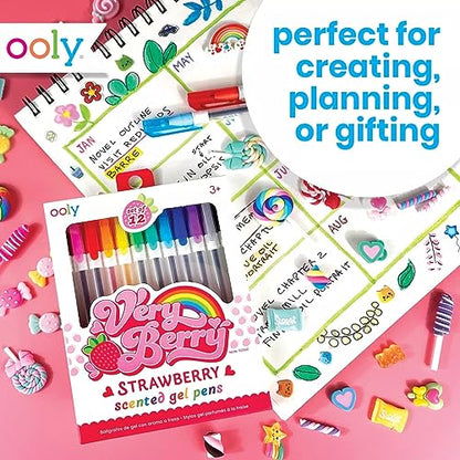 Ooly Scented Very Berry Gel Pens, Set of 12, 0.7mm | Ages 3+, 0.7mm Nib, Strawberry Scented, Fun Art and Stationery Supplies for Kids and Adults, Great Gift Idea - style: Classic Colors