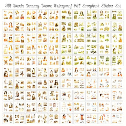 448Pcs Autumn Scenery Scrapbook Stickers for Scrapbooking Supplies, Transparent PET Aesthetic Stickers for Journaling, Junk Journal, Planner, DIY Craft Art, Scrap Booking Supples Kit - color: Autumn Moon Lasts Forever
