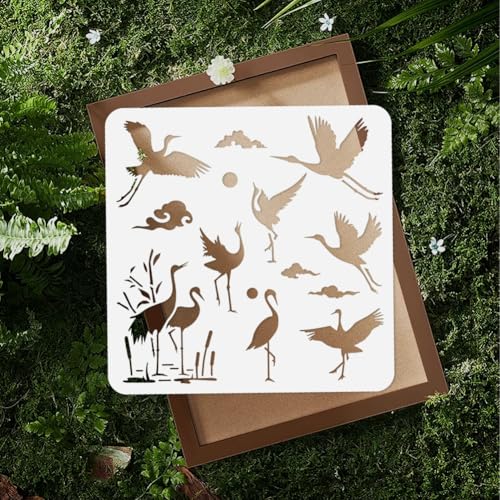 Crane Stencil, Elegant Crane Reusable Painting Template - style: Crane