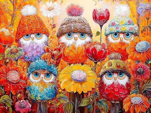 Reofrey DIY Diamond Art Kits for Adults Colorful Owl, Full Drill Round Rhinestone Diamond Painting Kits for Adults, Cross Stitch Embroidery Canvas for Crafts Home Wall Decor 12x16 inch/ 30x40cm - color: Colorful Owl