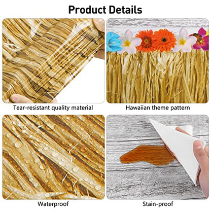 durony 2 Pack Hawaii Plastic Tablecloth Hawaiian Brown Grass Tablecloth Table Cover 54 x 108 Inches Waterproof Hawaii Flowers Tablecloth Table Cover for Hawaii Tropical Party Decorations - style: Brown Hawaiian