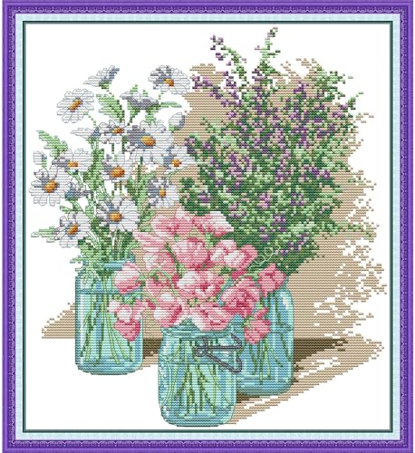 CROSSDECOR Stamped Cross Stitch Set for Adults 14CT Counted Cross Stitch Kit for Beginners DIY Embroidery Kits for Entrance Livingroom Bedroom Decoration - color: 14CT-13×14 inch
