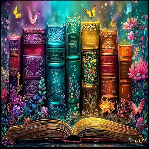 Diamond Painting Kit for Adults,5D Full Drill Magic Book Diamond Art | DIY Flower Butterfly Paint by Diamonds Dot Gem Art for beginners, Home Wall Decor 13.78x13.78Inch - color: KM1176-1