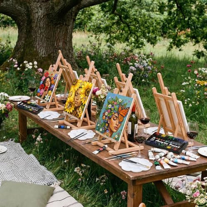 Cholemy 36 Pcs Paint and Sip Kit Gift for Adults 8''x10'',Floral Lady | Pre Drawn Canvas, Painting DIY Afro Acrylic Painting Kit, Wood Easel Brushes, Date Night Bulk, Summer Halloween Party - style: Floral Lady