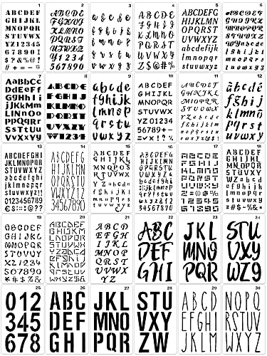 30 Pc Letter Stencil for Painting 4 x 7 in Plastic Number Alphabet Template