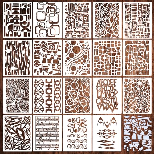 Stencils for Crafts Reusable Texture Stencils 10"x8" | Abstract Geometric Mixed Media Background Stencil for Painting on Wood Canvas Furniture Cards Scrapbook - style: Absract