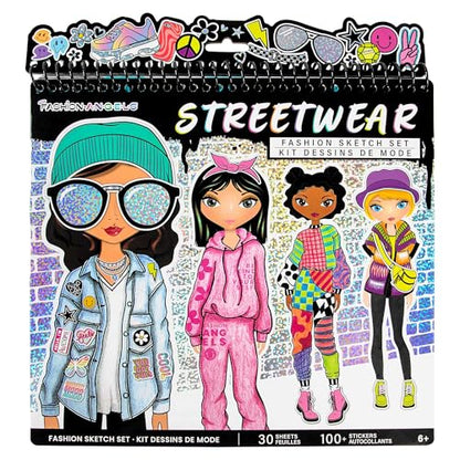 Fashion Angels Streetwear Design Portfolio | Includes 30 Sketch Sheets, Stencil Sheets, Stickers & Inspiration Guide, Ideal Drawing Kit for Girls Ages 6+ - color: Streetwear Design