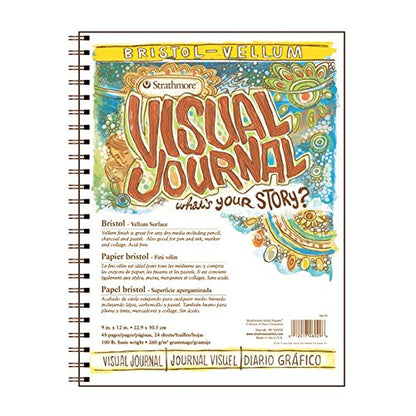 Strathmore 300 Series Visual Bristol Journal, 9"x12" Vellum, Wire Bound, 24 Sheets - size: 9x12, style: Bristol Vellum