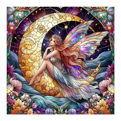 hill froeistung 5D Colorful Angel Diamond Art Painting Kits for Adults,Moon,Flower Diamond Art, DIY Full Drill Genie Diamond Art Painting Set for Home Wall Decor Gifts (12X12 inch) - color: HF-A030