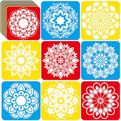 36pcs Mandala Drawing Stencils for 8 Inch Sidewalk Chalk Stencils Painting Large Washable Reusable Mandala Themed Primary Shape Template for Toddlers Preschool - style: Mandala