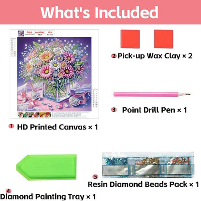 5D Partial Special Shaped Diamond Art Kit Daisy Flower Vase Shiny Bright Rhinestone Diamond Painting Craft for Beginners Perfect Handmade Gift 11.8×11.8 Inch (YH062) - color: YH062