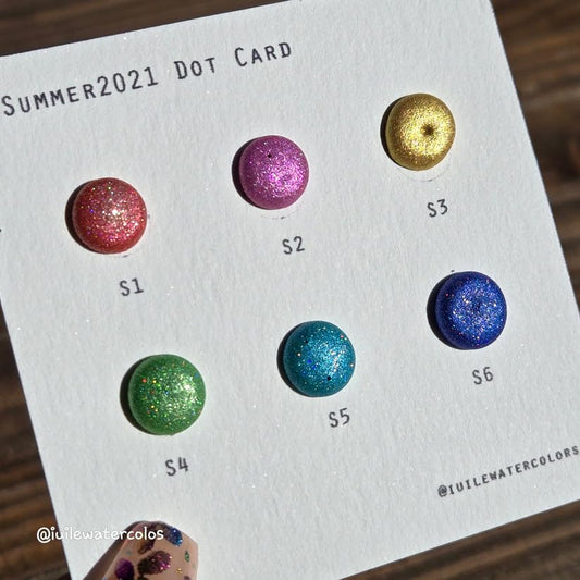 IUILE Handmade Watercolor Paints - Summer 2021 Dot Card (6 colors). Metallic, Shiny, Shimmer - color: Summer 2021 Dot