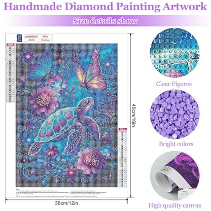 MAXBYE Diamond Painting Kits for Adults Beginners,Turtle 5D Full Round Drill Diamond Art Kit, Easy DIY Dot Painting Gem Craft for Home Wall Art 12x16in - color: ZD058