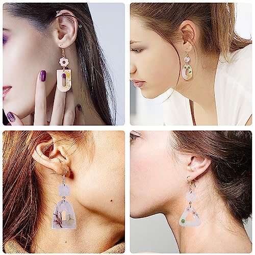 Attuslla Star & Moon Shape Resin Earring Molds - Silicone, Jewelry, DIY Pendant Molds with Ear Hooks & Jump Ring - color: Style 6