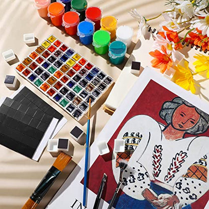Queekay 150 Pcs Watercolor Half Pans Empty with 150 Pcs Magnetic Stripe White Plastic Paint Containers Artist Half Pans Watercolor Tin Fit for Oils or Acrylics Travel Art Drawing