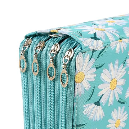 200 Slots Pencil Case Organizer With Removal Handle Strap - color: Daisy, size: 200
