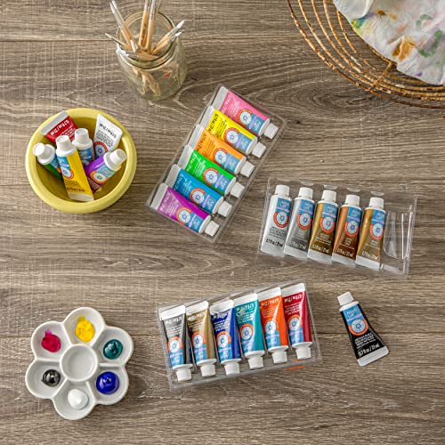 Artist's Loft 24 Assorted Metallic & Neon Acrylic Paint Tube Value Set by Paint Smart - Water-Based Paint For Drawing, Painting, Art & Crafts Supplies - 1 Pack