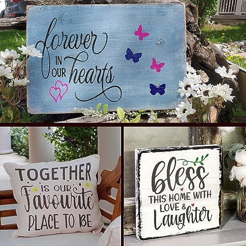 16 Word Stencils for Painting on Wood - Inspirational Stencil Set for Crafts Reusable – Art Templates for Drawing - Farmhouse Stencils and Templates for Signs, Canvas and Craft Supplies - size: 8 Inch Family