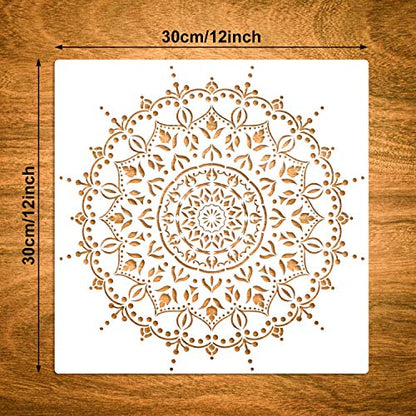 9 Pack (12x12Inch) Large Reusable Stencil Mandala Stencil Painting Template | Laser Cut Painting Template for Floor Wall Tile Fabric Furniture Stencils Painting