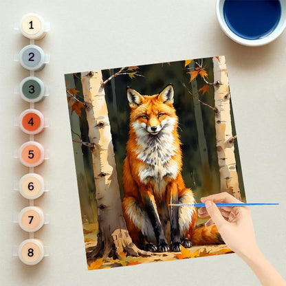 EnLvYY Paint by Numbers Kit for Adults 16x20in, (Unframed) DIY Acrylic Painting on Canvas, Autumn Forest Fox Animal, Beginner Relaxing Wildlife Wall Art for Living Room or Bedroom Decoration