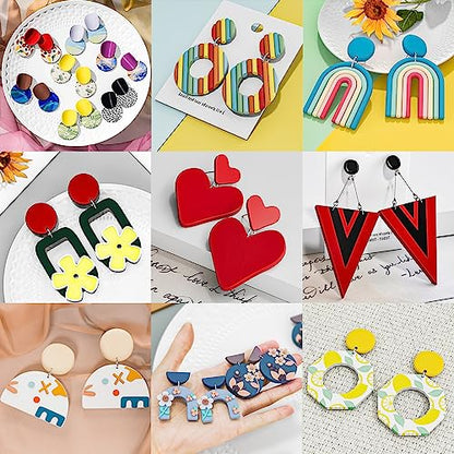 Clay Earring Making kit,32 Cutters,24 Clay,30 Hooks&Rings,Gift Box for Teen