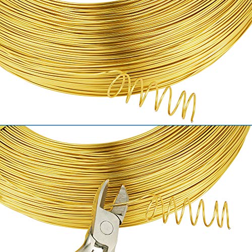 PandaHall 984 Feet Aluminum Wire 20 Gauge Flexible Metal Craft Wire for DIY Manual Arts Jewelry Making(Gold)