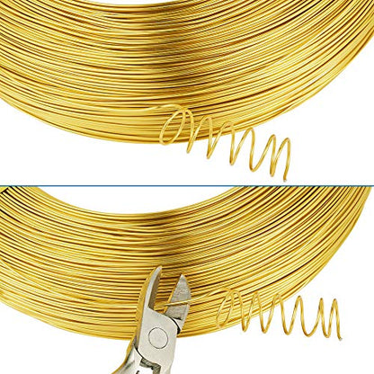 PandaHall 984 Feet Aluminum Wire 20 Gauge Flexible Metal Craft Wire for DIY Manual Arts Jewelry Making(Gold)