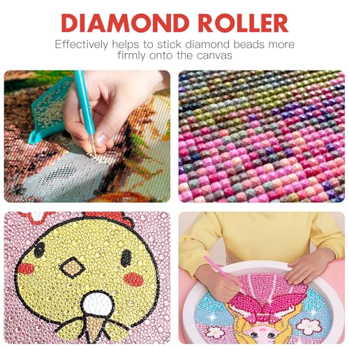 OHPHCALL 10 Pcs Diamond Drawing Rollers Diamond Pressing Tools for Painting Accessories Printmaking Stamping Gluing Crafting Portable Brayer Rollers for Smooth Surface Projects