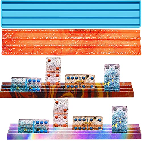 Patelai Resin Domino Mold Silicone 3D Domino Box Mold Epoxy Resin Tile Racks Molds for Epoxy, Clay, Soap, Candle DIY Crafts Making, Blue - size: 8.27 inches (L) x 1.57 inches (W)