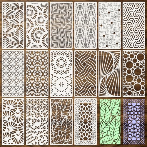 Geometric Texture Stencils for Crafts Reusable 16Pcs Stencils(8.6X4.1 in) - color: Texture 22