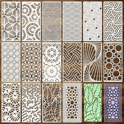 Geometric Texture Stencils for Crafts Reusable 16Pcs Stencils(8.6X4.1 in) - color: Texture 22