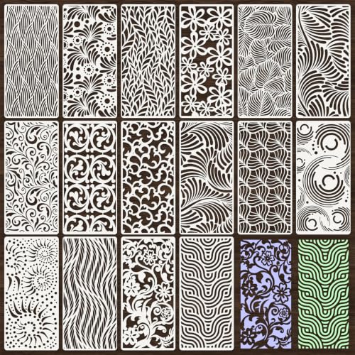 Texture Stencils for Crafts Reusable 16Pcs Stencils(8.6X4.1 Inch) - color: Texture 23