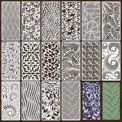 Texture Stencils for Crafts Reusable 16Pcs Stencils(8.6X4.1 Inch) - color: Texture 23