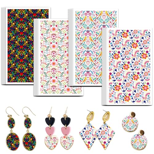 OLYCRAFT Mexican Traditional Pattern Clay Transfer Paper - 24 Pcs for Polymer Clay Jewelry Making - style: Mexican Pattern